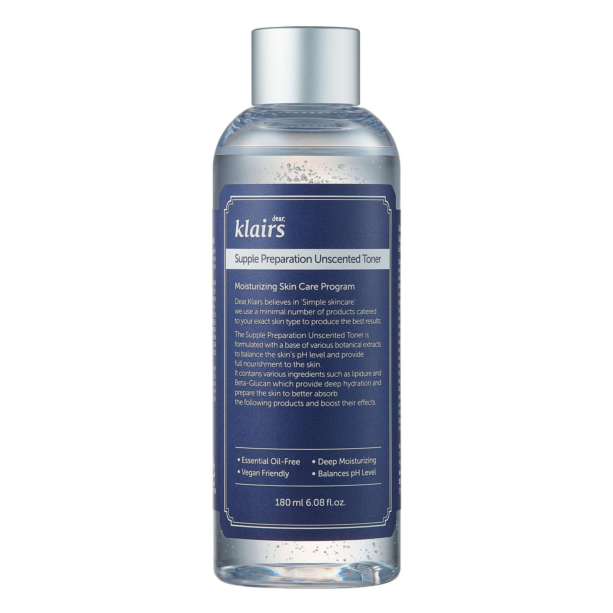 Toner sans parfum Klairs pour hydrater et apaiser.