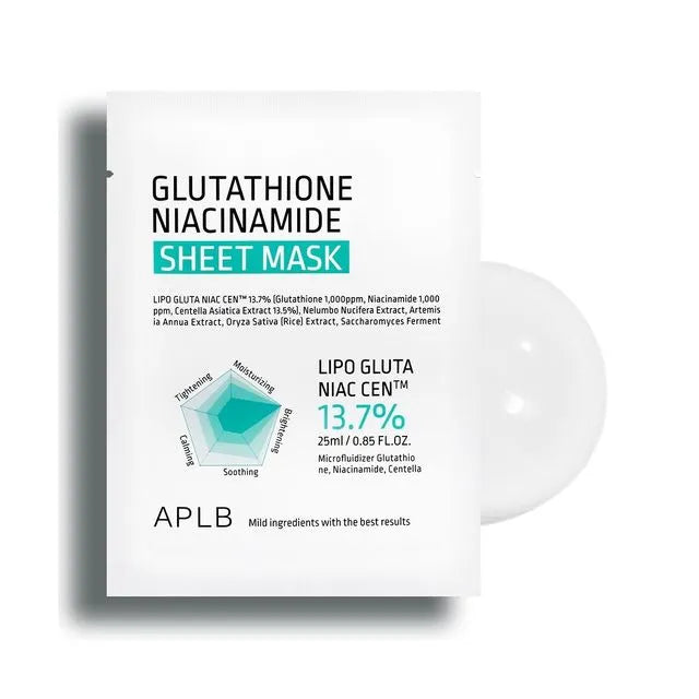 APLB Glutathione Niacinamide Sheet Mask — Masque Tissu Éclat & Cica 25ml